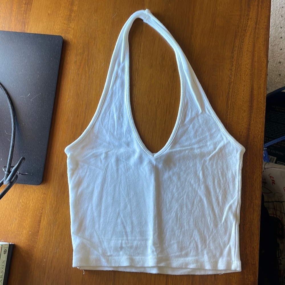 Brandy Melville white crop halter top